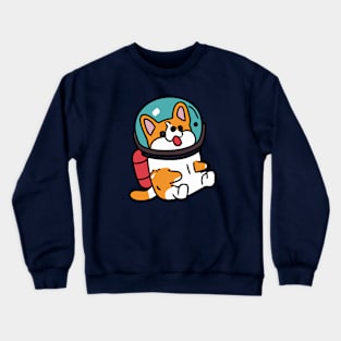 Corgi Cosmonaut Dog Lover Puppy Retro Crewneck Sweatshirt